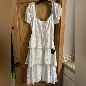 Lulu's White Tiered Midi Dress